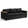 Trzyosobowa sofa ogrodowa z technorattanu PE 190 x 70 x 80 cm Czarna/Brązowa