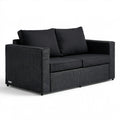 Dwuosobowa sofa ogrodowa z technorattanu PE, czarna, 124 x 65 x 73 cm
