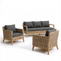 Zestaw ogrodowy z sofą 3-osobową i 2 fotelami, szary/brązowy, sofa 180 x 75 x 75 cm, fotele 75 x 75 x 75 cm