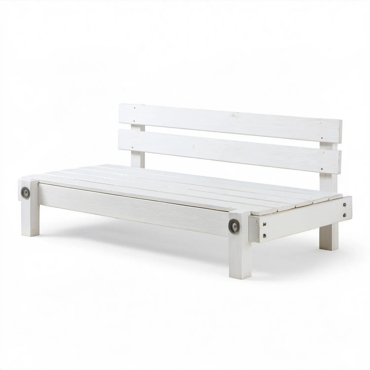 Rozkładana sofa ogrodowa z litego drewna sosnowego, biała, 200 x 90 x 75 cm