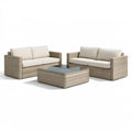 Zestaw ogrodowy z 2 sofami dwuosobowymi 124 x 67 x 75 cm i stolikiem 100 x 60 x 45 cm, szarobeżowy/kremowy/czarny