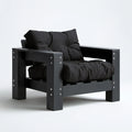 Czarny fotel ogrodowy z litego drewna sosnowego 80 x 70 x 70 cm