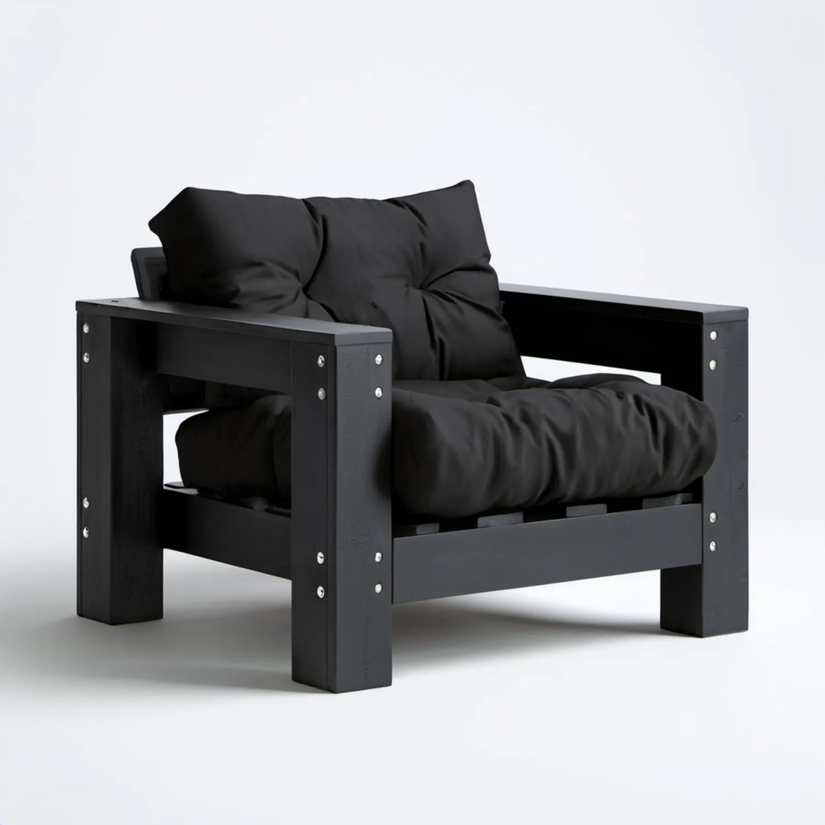 Czarny fotel ogrodowy z litego drewna sosnowego 80 x 70 x 70 cm
