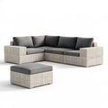 Narożna sofa ogrodowa z pufą 220 x 220 x 65 cm, szara/antracytowa, technorattan PE i stal