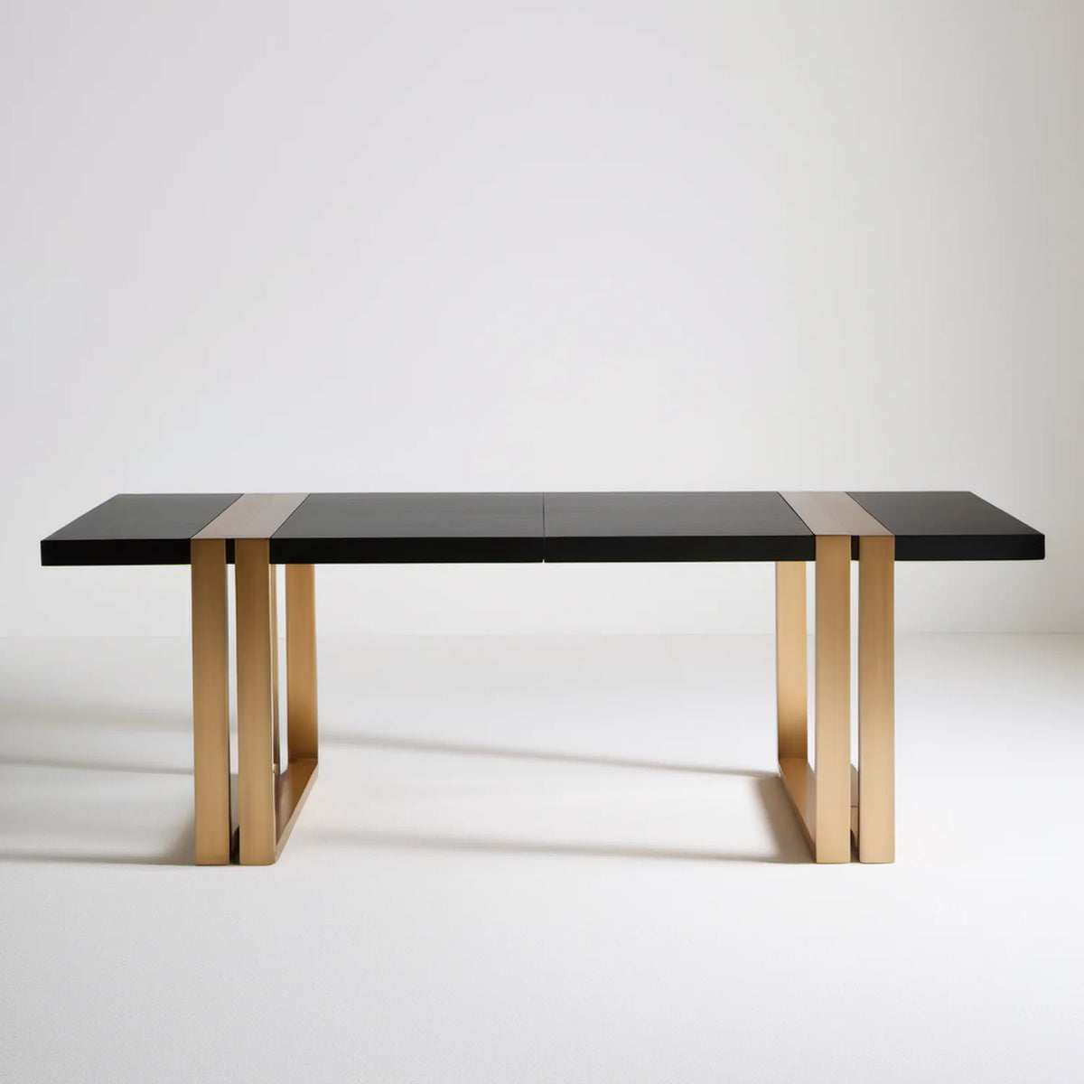 Prostokątny stół do jadalni 200 x 90 x 75 cm, czarno-złoty, blat MDF i stalowa podstawa