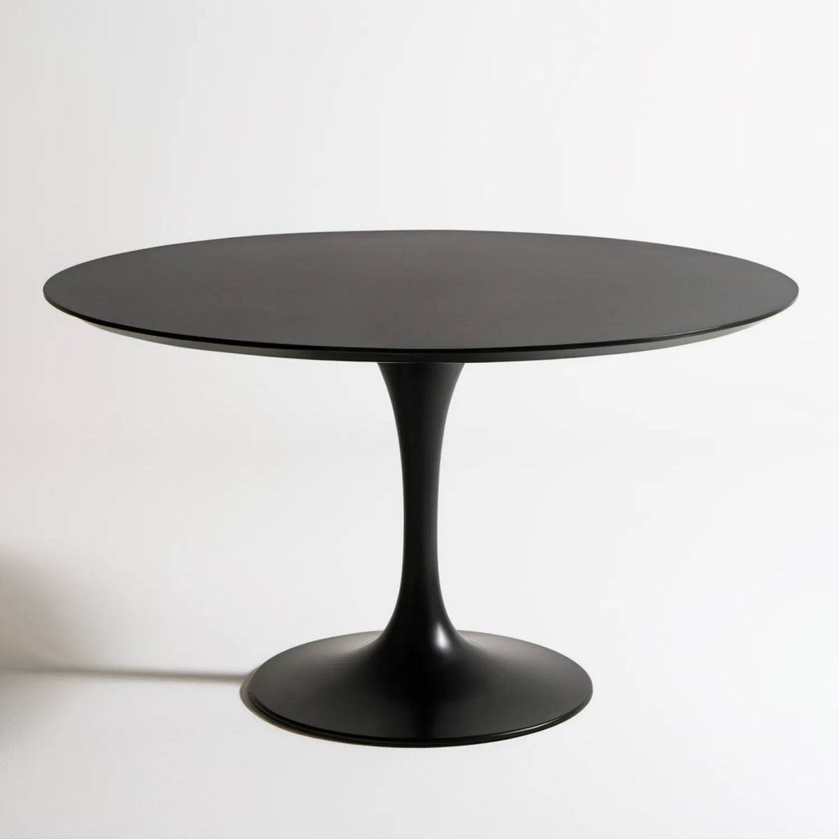 Czarny okrągły stół do jadalni z blatem MDF, Ø 100 cm, wysokość 75 cm
