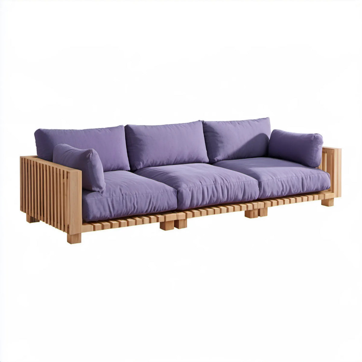 Trzyosobowa sofa ogrodowa fioletowo-naturalna z drewna akacjowego, 280 × 90 × 75 cm